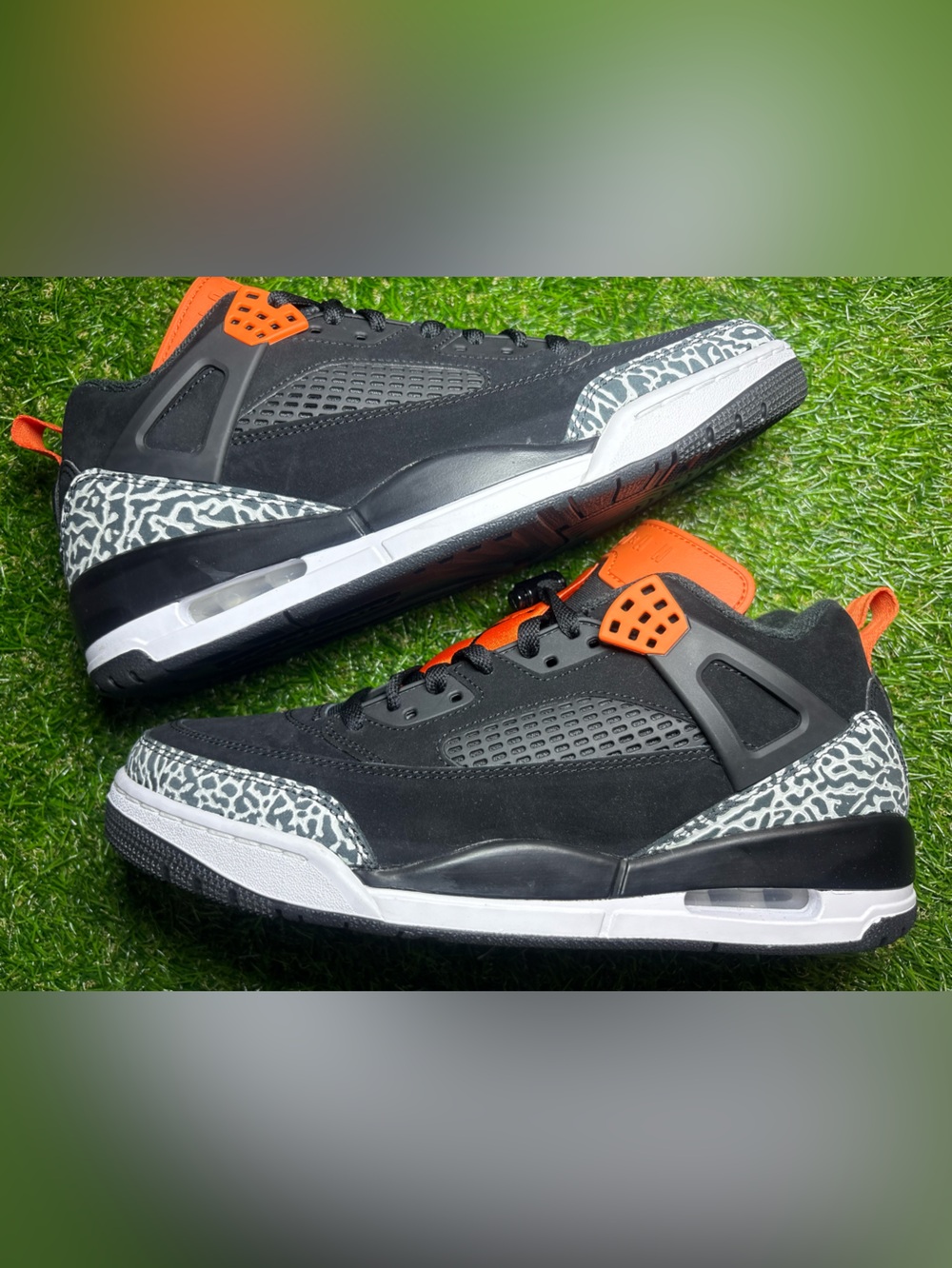 Jordan Men's Black and Orange Retro Elephant Print Sneakers Halloween safari